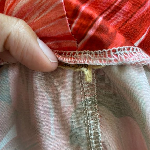 Red Palm Print Sleeveless Wrap Dress - Picture 8 of 11